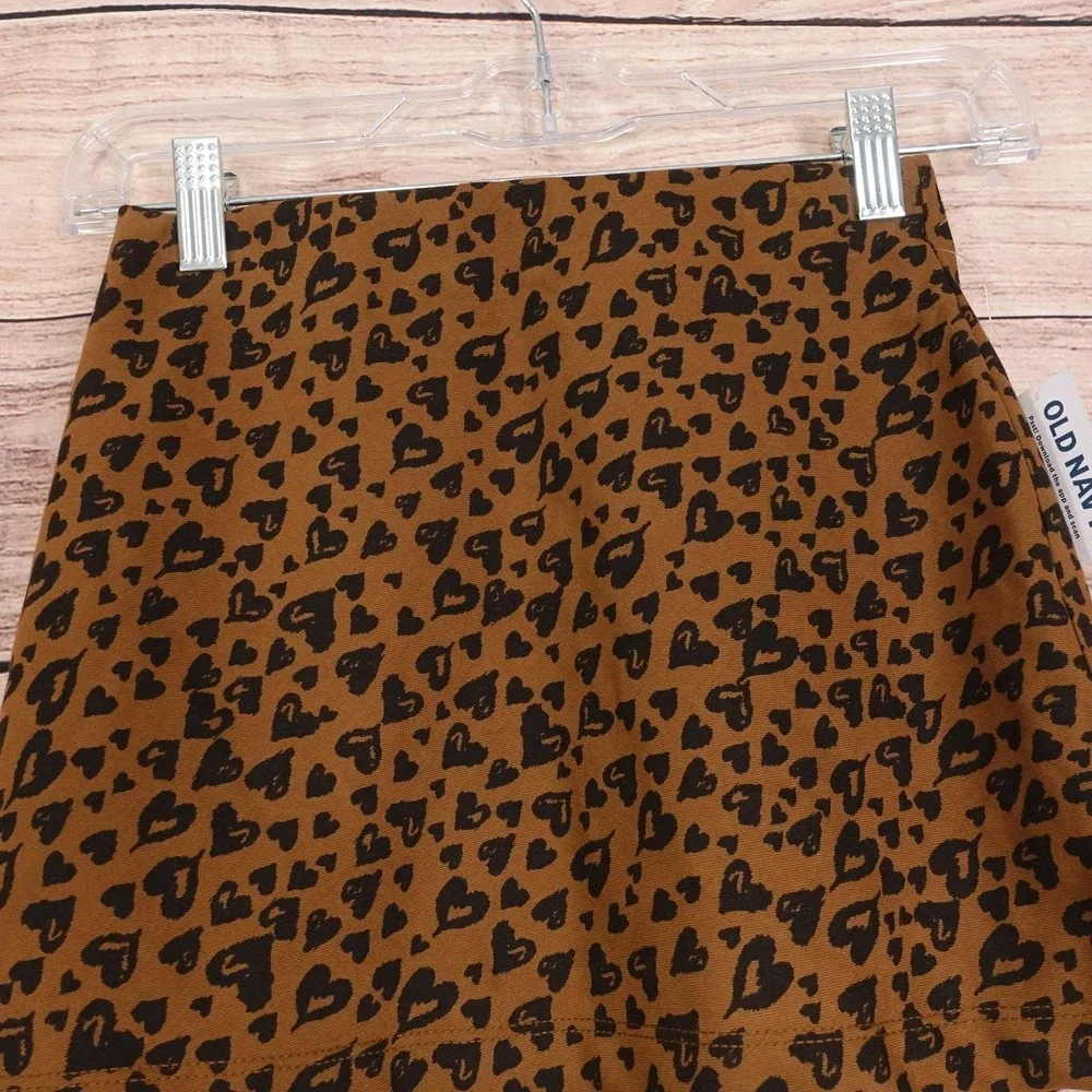 New! Old Navy Skirt Girls 8 Brown Animal Print Knit Mini Elastic Waist